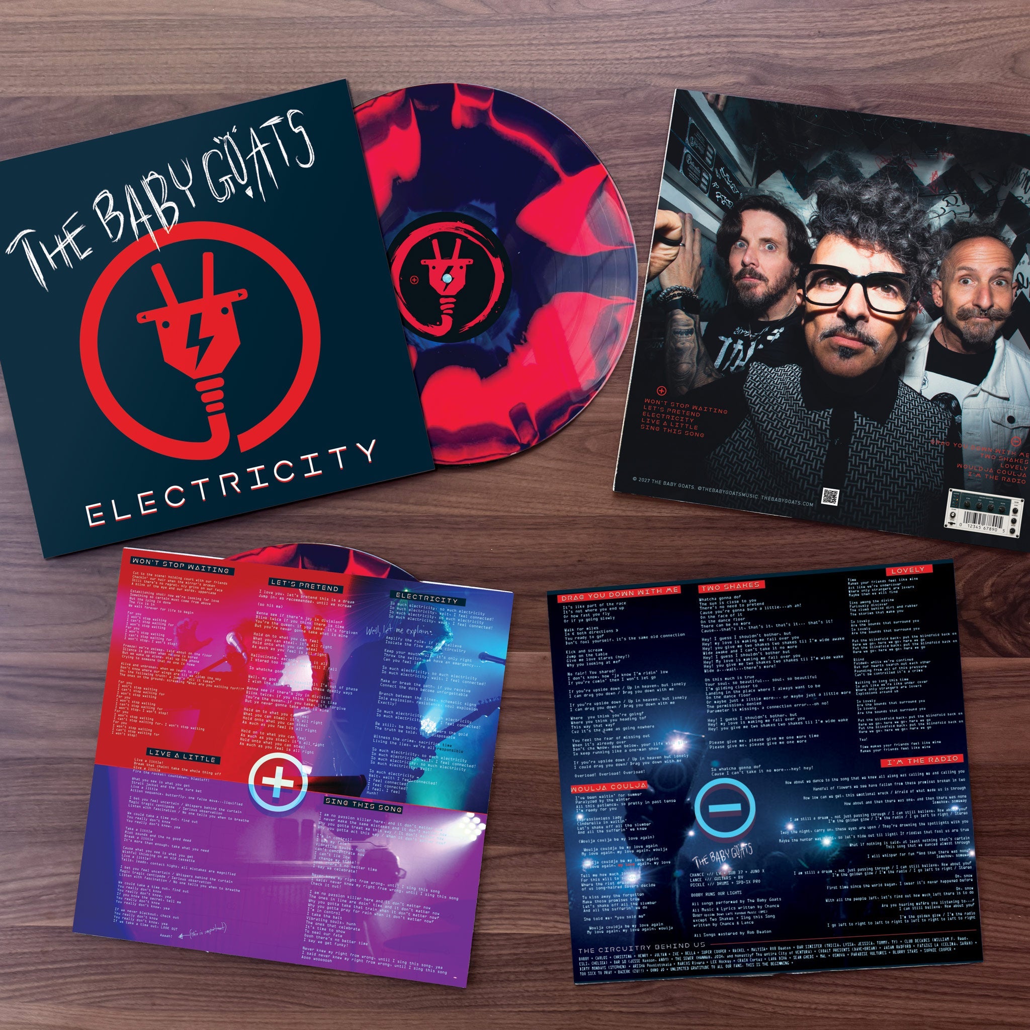 Electricity vinyl record mockup - The Baby Goats