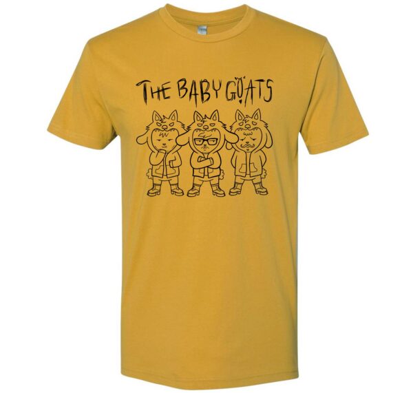 The Baby Goats Shirt 1, Antique gold color Next Level 3600 shirt: Design: black