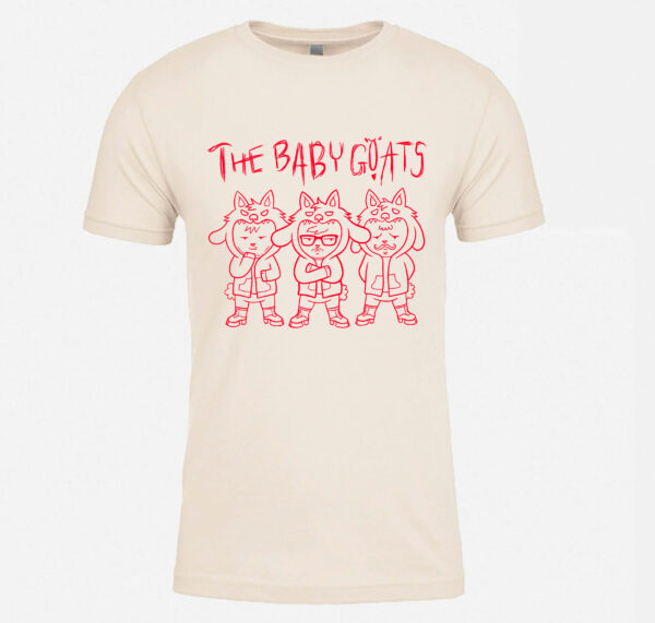 The Baby Goats Shirt 1, Sand color Next Level 3600 shirt: Design: Red